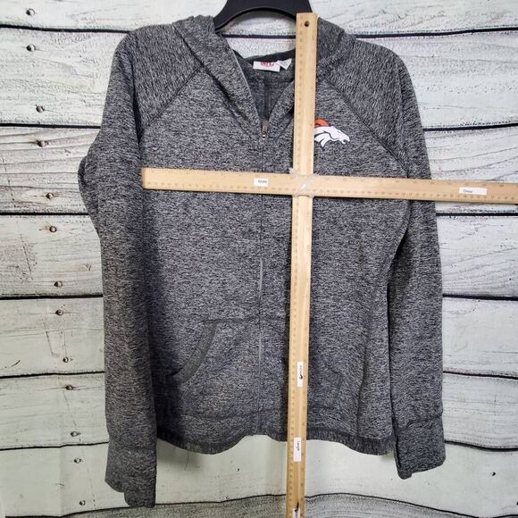 Denver Broncos NFL Women’s Full Zip Hoodie M Gray Heathered Stretch Fleece Jacke - Picture 7 of 7